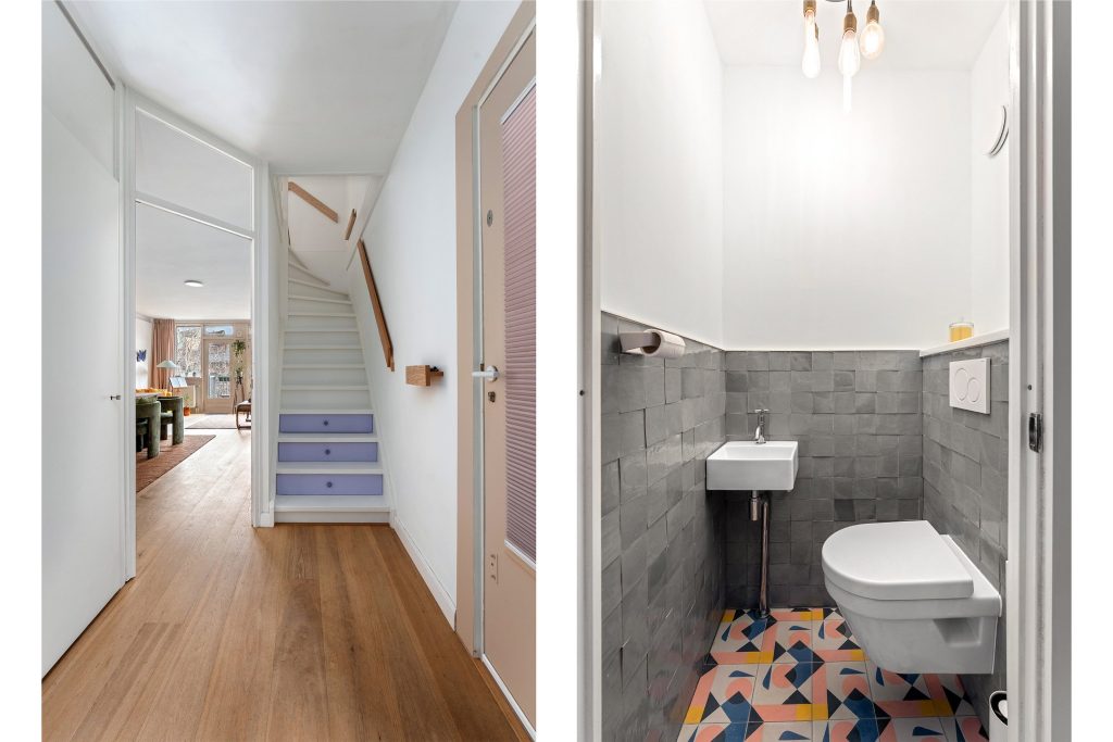 Na-renovatie: trap en toiletruimte met modern design en afwerking door Bouwvorm