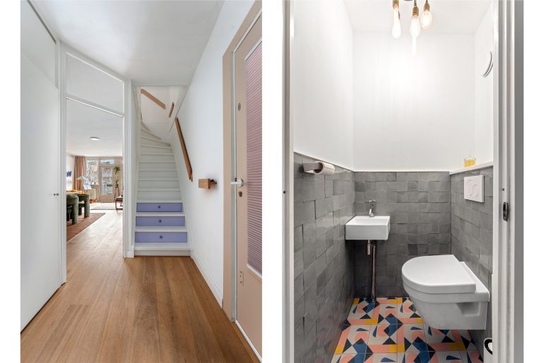 Na-renovatie: trap en toiletruimte met modern design en afwerking door Bouwvorm