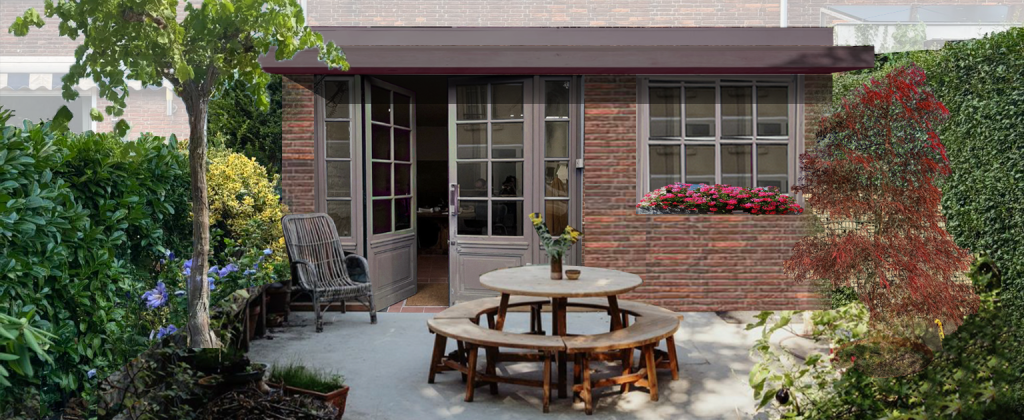 Modern terrasgevel met tuin: naadloos interieur- en buitenontwerp door Bouwvorm