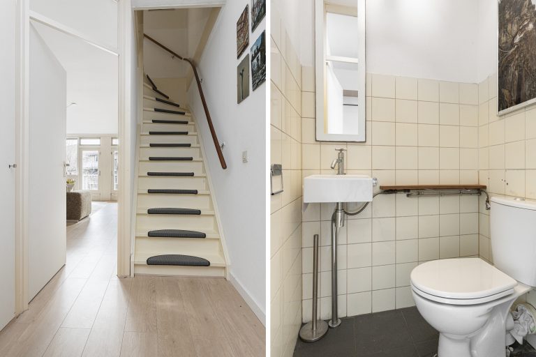 Toilet en trap voor renovatie: originele staat voorafgaand aan modernisering door Bouwvorm